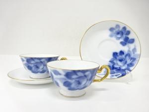 OKURA　オークラ　ブルーローズ　カップ＆ソーサーペア　洋食器